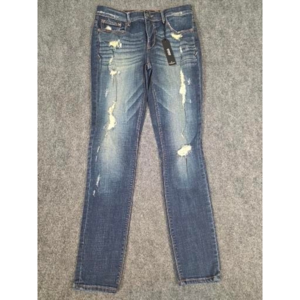 Express Mia Mid Rise Legging Jeans Womens 10 Dark Wash Distressed Skinny Denim